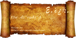 Ehr Árpád névjegykártya